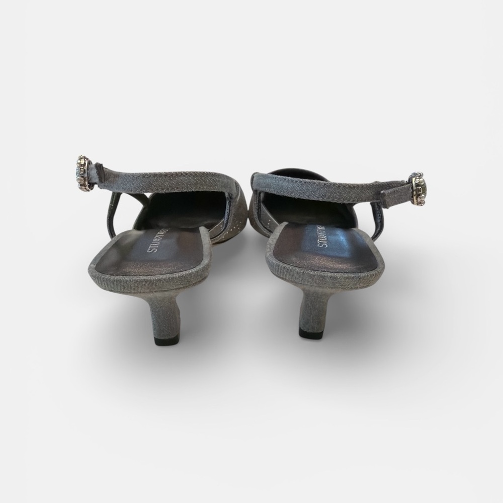 Stuart Weitzman Silver Slingback Heels - Picture 4 of 7